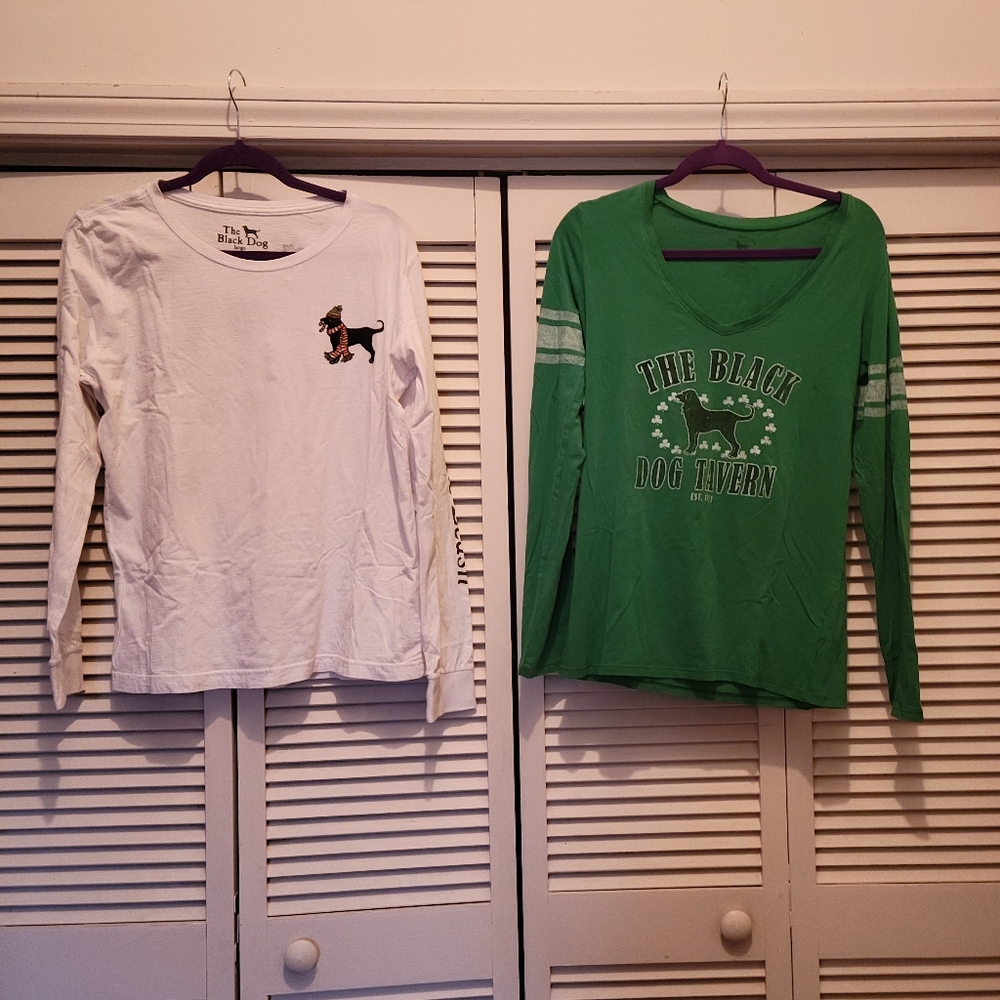 Pair of long sleeved Black Dog t-shirts
